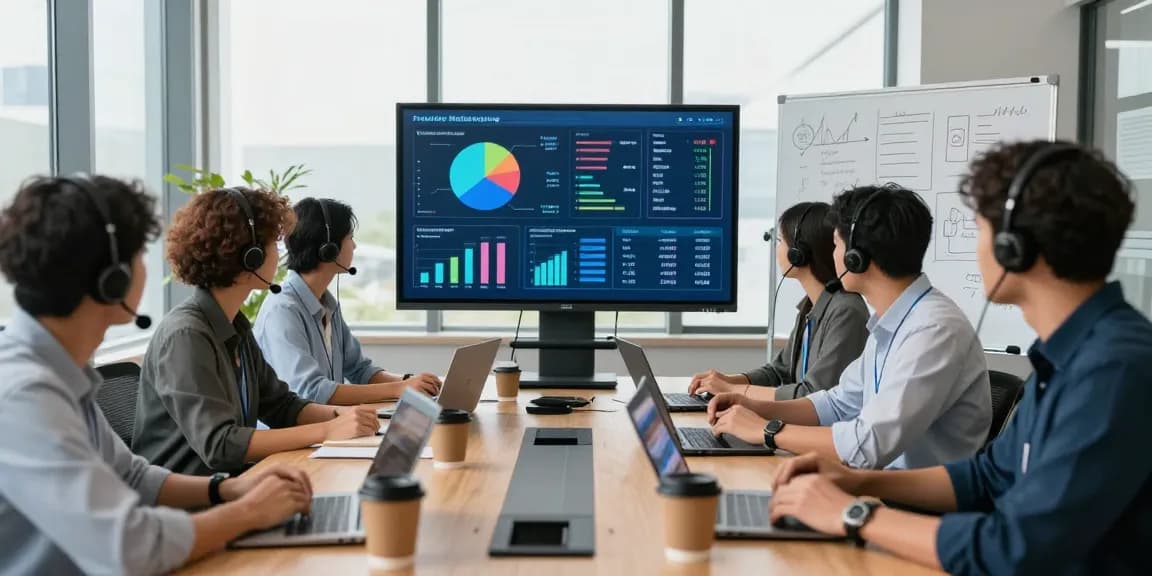 IT support small business team collaborating on proactive monitoring strategies in a modern office.